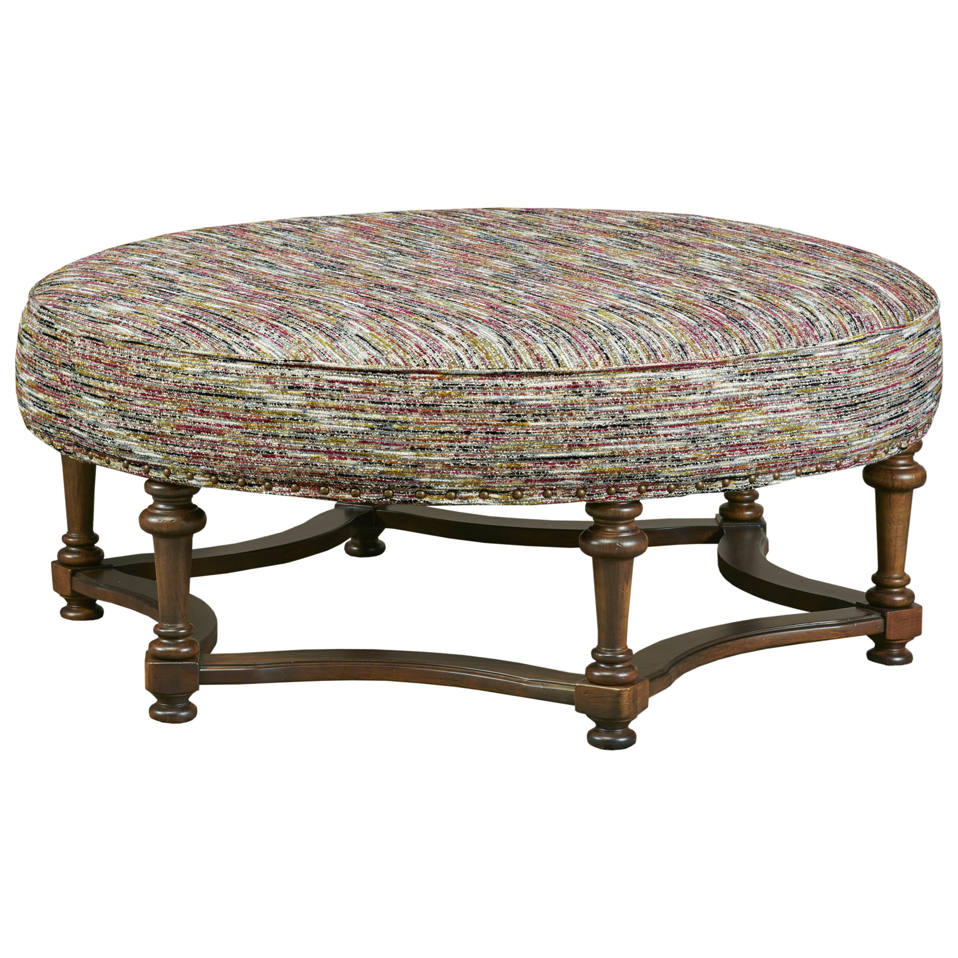 Kincaid Furniture Fullerton Round Ottoman with Nailhead Trim